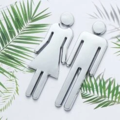 1 Paire De Toilette WC Autocollant Amovible 3D Miroir Vinyle Art Wall Sticker Hommes Femmes Wall Art Autocollants Pour Bar École (Argent)-longziming -ATMOSPHERA || VIDAXL || Safavieh Soldes 82984339 4