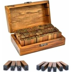 Tampons Alphabet En Bois Et Caoutchouc, 70 Pièces Jeu Destampes, Petits Outils De Bricolage Timbre Situés à Différentes Lettres De Style Pour Les Arts, Lartisanat
