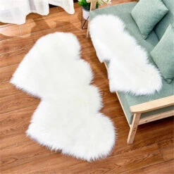 Tapis De Sol Double Coeur Laine Artificielle Peau De Mouton Solide Salon Sol Tapis Chambre Fourrure Canapé Sol60x120cm Blanc -ATMOSPHERA || VIDAXL || Safavieh Soldes 83759694 4