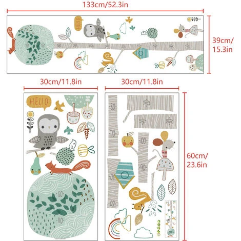 Stickers Muraux BARRE DE MESURE ARBRE Chambre Enfant (39x133 Cm) I Autocollants Décoratifs Toise De Croissance Enfant Animaux Hibou Forêt I Sticker Mural Pour Bébé Garçon Fille 4 Stickers Muraux BARRE DE MESURE ARBRE Chambre Enfant (39x133 Cm) I Autocollants Décoratifs Toise De Croissance Enfant Animaux Hibou Forêt I Sticker Mural Pour Bébé Garçon Fille – Image 2