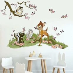 Stickers Muraux Animaux Foret Autocollant Mural Bambi Jungle Amovible Deco Stickers Chambre Bébé Enfant Decoration