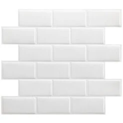 Lot De 10 Pièces,Carrelage Autocollant Métro Blanc,Crédence Adhésive Cuisine Salle De Bains,Papier Adhesif En Vinyle 3d Brique,30x30cm