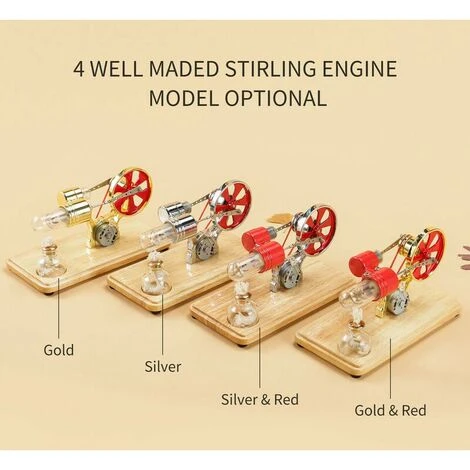 Kit De Moteur Stirling Générateur D'électricité Modèle De Moteur à Air Chaud Modèle De Générateur Physique Avec Lumière LED Conception De Volant D'inertie Expérience Scientifique Base En Bois Bricolag 4 Kit De Moteur Stirling Générateur D'électricité Modèle De Moteur à Air Chaud Modèle De Générateur Physique Avec Lumière LED Conception De Volant D'inertie Expérience Scientifique Base En Bois Bricolag – Image 2