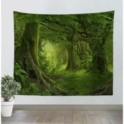 Tapisserie Tenture Murale Psychédélique Arbre Forêt Tapis Tissu Drap Mural Décoration Murale Maison Salon Chambre Dortoir Bohème Nature Paysage Avec Courte Peluche Tissu Doux (200 X 150 Cm)