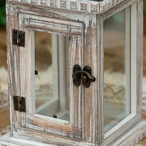 Lanterne à Bougie En Bois - Lanterne Décorative De 26,5 Cm, Bougeoir Vintage Décor Shabby Chic Table à Manger Intérieure Extérieure Maison Jardin Décoration De Noël, Blanc 7 Lanterne à Bougie En Bois - Lanterne Décorative De 26,5 Cm, Bougeoir Vintage Décor Shabby Chic Table à Manger Intérieure Extérieure Maison Jardin Décoration De Noël, Blanc – Image 5