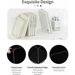 Serre-livres En Acrylique Transparent, 1 Paires De Serre-livres Pour Enfants, Serre-livres Anti-rayures, Pour Bureaux, Décoration, étagères, écoles Et Librairies -ATMOSPHERA || VIDAXL || Safavieh Soldes 85735902 3