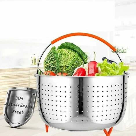 Panier à Vapeur En Acier Inoxydable, 3L Panier à Vapeur De Légumes, Autocuiseur Panier Vapeur, Panier à Vapeur Instantané, Avec Poignée Recouverte Silicone, Pour La Cuisson Des Légumes Et Des Aliments 7 Panier à Vapeur En Acier Inoxydable, 3L Panier à Vapeur De Légumes, Autocuiseur Panier Vapeur, Panier à Vapeur Instantané, Avec Poignée Recouverte Silicone, Pour La Cuisson Des Légumes Et Des Aliments – Image 5