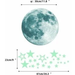 30cm Lune + 27 Pièces D'étoiles Lumineuses Lune étoiles Dot Stickers Muraux Créatifs Fluorescents Autocollants Muraux Autocollants De Décoration De Chambre D'enfants 10 30cm Lune + 27 Pièces D'étoiles Lumineuses Lune étoiles Dot Stickers Muraux Créatifs Fluorescents Autocollants Muraux Autocollants De Décoration De Chambre D'enfants -ATMOSPHERA || VIDAXL || Safavieh Soldes 85798580 4