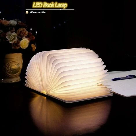 LED Livre Lampe En Bois, Idee Cadeau Noël Livre Lampe Pliante Et Magnétique, LED Lampe De Papier Rechargeable Par USB, Lumière Décorative, 6 LED Livre Lampe En Bois, Idee Cadeau Noël Livre Lampe Pliante Et Magnétique, LED Lampe De Papier Rechargeable Par USB, Lumière Décorative, – Image 4