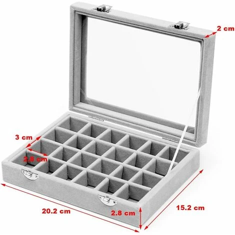 Aunrtb Boite Pierre Precieuse 24 Boîte à Bijoux Présentoir à Bijoux Avec Couvercle En Verre Boîtier Présentoir De Rangement Organisateur Pour Bagues Et Boucles D'oreilles Rangement Bijoux 4 Aunrtb Boite Pierre Precieuse 24 Boîte à Bijoux Présentoir à Bijoux Avec Couvercle En Verre Boîtier Présentoir De Rangement Organisateur Pour Bagues Et Boucles D'oreilles Rangement Bijoux – Image 2