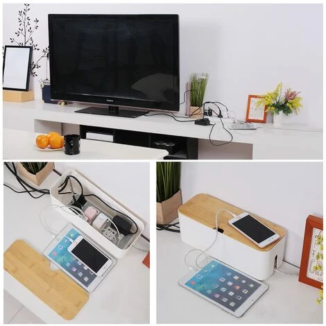 Boîte De Gestion De Câbles Pour Rallonge De Cordon - Protection Contre Les Surtensions - Protection Contre Les Surtensions - Cache-cache - Pour Bureau, Maison, Bureau, Cuisine Small Blanc 4 Boîte De Gestion De Câbles Pour Rallonge De Cordon - Protection Contre Les Surtensions - Protection Contre Les Surtensions - Cache-cache - Pour Bureau, Maison, Bureau, Cuisine Small Blanc – Image 2