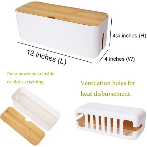 Boîte De Gestion De Câbles Pour Rallonge De Cordon - Protection Contre Les Surtensions - Protection Contre Les Surtensions - Cache-cache - Pour Bureau, Maison, Bureau, Cuisine Small Blanc 6 Boîte De Gestion De Câbles Pour Rallonge De Cordon - Protection Contre Les Surtensions - Protection Contre Les Surtensions - Cache-cache - Pour Bureau, Maison, Bureau, Cuisine Small Blanc – Image 4