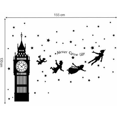 Stickers Muraux Peter Pan Autocollant Décoratifs Big Ben Flying Fée Décoration Murale Chambre Enfant Bébé Garderie Salon HA 6 Stickers Muraux Peter Pan Autocollant Décoratifs Big Ben Flying Fée Décoration Murale Chambre Enfant Bébé Garderie Salon HA – Image 4
