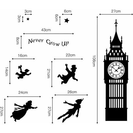 Stickers Muraux Peter Pan Autocollant Décoratifs Big Ben Flying Fée Décoration Murale Chambre Enfant Bébé Garderie Salon HA 7 Stickers Muraux Peter Pan Autocollant Décoratifs Big Ben Flying Fée Décoration Murale Chambre Enfant Bébé Garderie Salon HA – Image 5