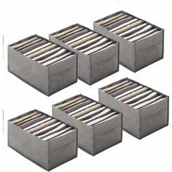 SVKBJROY 6 Pièces Chemise Organisateur De Tiroir Pour Vêtements Boîte De Rangement Portable En Non-tissé, Organisateur De Placard à Compartiment Pliable Pour Legging, Chandail-9 Grilles Avec Poignée 4