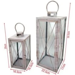 Rebecca Mobili Lot De 2 Grands Bougeoirs En Métal PVC Blanc Pour Maison Jardin -ATMOSPHERA || VIDAXL || Safavieh Soldes 86539162 4