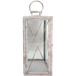 Rebecca Mobili Lot De 2 Grands Bougeoirs En Métal PVC Blanc Pour Maison Jardin -ATMOSPHERA || VIDAXL || Safavieh Soldes 86539162 5