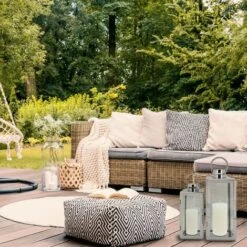 Rebecca Mobili Lot De 2 Grandes Lanternes En Acier Pvc Gris Argenté Pour Intérieur Extérieur -ATMOSPHERA || VIDAXL || Safavieh Soldes 86539212 3