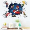 OAAO Super Mario Jeu Autocollants Enfants Dessin Animé Chambre Fond Décoration Murale Autocollant Mural Auto-adhésif
