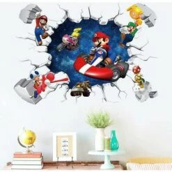 OAAO Super Mario Jeu Autocollants Enfants Dessin Animé Chambre Fond Décoration Murale Autocollant Mural Auto-adhésif