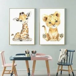 OAAO Chambre De Bébé Photos Déco Affiche Chambre D'enfant Animaux De La Jungle Set 4 Enfants Photos Garçon Filles Animaux De Bande Dessinée Affiche Décoration Enfants (Package A) -ATMOSPHERA || VIDAXL || Safavieh Soldes 87200715 5