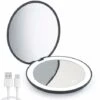 Miroir Compact à LED, Grossissement 1x/10x Rechargeable, Petit Miroir De Maquillage De Voyage à Intensité Variable, Miroir De Poche, Cadeaux Pour Filles, Noir