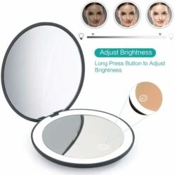 Miroir Compact à LED, Grossissement 1x/10x Rechargeable, Petit Miroir De Maquillage De Voyage à Intensité Variable, Miroir De Poche, Cadeaux Pour Filles, Noir -ATMOSPHERA || VIDAXL || Safavieh Soldes 87481118 3