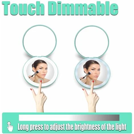 Miroir Compact à LED, Grossissement 1x/10x Rechargeable, Petit Miroir De Maquillage De Voyage à Intensité Variable, Miroir De Poche, Cadeaux Pour Filles, Vert 5 Miroir Compact à LED, Grossissement 1x/10x Rechargeable, Petit Miroir De Maquillage De Voyage à Intensité Variable, Miroir De Poche, Cadeaux Pour Filles, Vert – Image 3