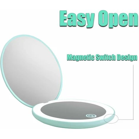 Miroir Compact à LED, Grossissement 1x/10x Rechargeable, Petit Miroir De Maquillage De Voyage à Intensité Variable, Miroir De Poche, Cadeaux Pour Filles, Vert 6 Miroir Compact à LED, Grossissement 1x/10x Rechargeable, Petit Miroir De Maquillage De Voyage à Intensité Variable, Miroir De Poche, Cadeaux Pour Filles, Vert – Image 4