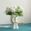 Vase à Fleurs En Céramique Blanche - Design Moderne En Forme De Visage Humain - Décoration Florale Pour Maison, Bureau, Fête De Mariage - 18 Cm