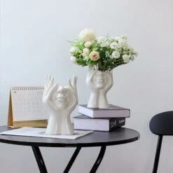 Vase à Fleurs En Céramique Blanche - Design Moderne En Forme De Visage Humain - Décoration Florale Pour Maison, Bureau, Fête De Mariage - 18 Cm -ATMOSPHERA || VIDAXL || Safavieh Soldes 87794227 3