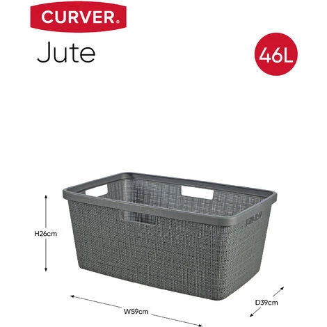 CURVER Panier à Linge Jute 46L - Bac à Linge Propre Et Sale - Poignées Ergonomiques - Corbeille Pour Salle De Bain Ou Buanderie - 70% Recyclé - 59,4 X 39,4 X 25,6 Cm - Gris 4 CURVER Panier à Linge Jute 46L - Bac à Linge Propre Et Sale - Poignées Ergonomiques - Corbeille Pour Salle De Bain Ou Buanderie - 70% Recyclé - 59,4 X 39,4 X 25,6 Cm - Gris – Image 2