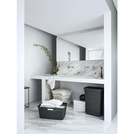 CURVER Panier à Linge Jute 46L - Bac à Linge Propre Et Sale - Poignées Ergonomiques - Corbeille Pour Salle De Bain Ou Buanderie - 70% Recyclé - 59,4 X 39,4 X 25,6 Cm - Gris 5 CURVER Panier à Linge Jute 46L - Bac à Linge Propre Et Sale - Poignées Ergonomiques - Corbeille Pour Salle De Bain Ou Buanderie - 70% Recyclé - 59,4 X 39,4 X 25,6 Cm - Gris – Image 3