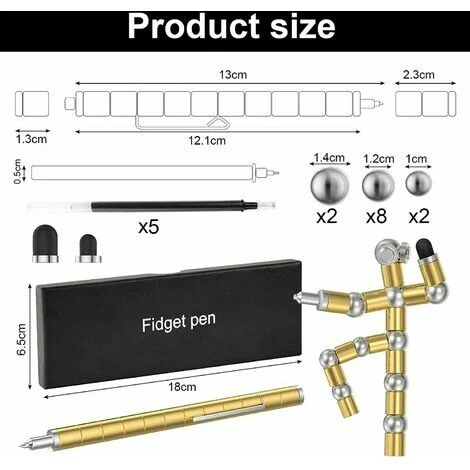OAAO Stylo à Bille Magnétique, Stylo à Bille Noir, Stylo Magnétique Multifonction Amusant, Stylo à Bille Rétractable Anti-stress Pour Adolescents, Jeunes Hommes Et Femmes (doré) 4 OAAO Stylo à Bille Magnétique, Stylo à Bille Noir, Stylo Magnétique Multifonction Amusant, Stylo à Bille Rétractable Anti-stress Pour Adolescents, Jeunes Hommes Et Femmes (doré) – Image 2