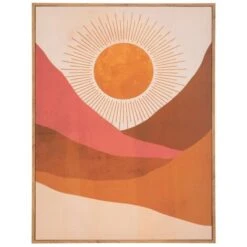 Toile Imprimé Encadrée Soleil - Bois - 58x78cm - Atmosphera Créateur D'intérieur
