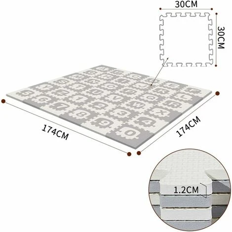 Tapis De Puzzles En Mousse Pour BéBé 180x180cm 36 Pièces Tapis D’Éveil Épais Jeux Enfant Dalles De Sol Souple Avec Clôture Alphabet/Chiffres 7 Tapis De Puzzles En Mousse Pour BéBé 180x180cm 36 Pièces Tapis D’Éveil Épais Jeux Enfant Dalles De Sol Souple Avec Clôture Alphabet/Chiffres – Image 5