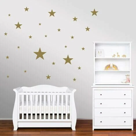 LDHBDS Set De 45 Stickers Muraux Enfants Étoiles - Autocollants Décoration Murale Chambre Bébé - Or 4 LDHBDS Set De 45 Stickers Muraux Enfants Étoiles - Autocollants Décoration Murale Chambre Bébé - Or – Image 2