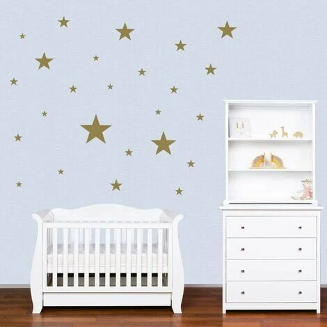 LDHBDS Set De 45 Stickers Muraux Enfants Étoiles - Autocollants Décoration Murale Chambre Bébé - Or 5 LDHBDS Set De 45 Stickers Muraux Enfants Étoiles - Autocollants Décoration Murale Chambre Bébé - Or – Image 3