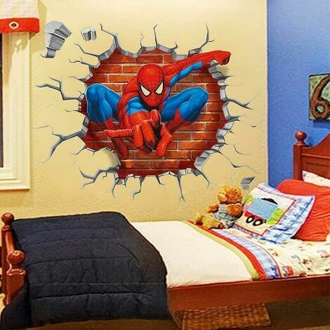 LTDSFHC Spiderman Stickers Muraux Bricolage Amovible Spiderman Enfants Thème Art Garçon Chambre Sticker Mural - 4 LTDSFHC Spiderman Stickers Muraux Bricolage Amovible Spiderman Enfants Thème Art Garçon Chambre Sticker Mural - – Image 2