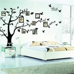 LDHBDS Grand Arbre Généalogique Décoration Murale Cadres Photo Amovibles Arbre Sticker Mural Vinyle Arbre Stickers Muraux Pour Salon Décor À La Maison (Arbre Noir)