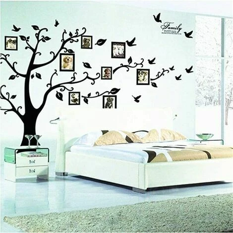 LDHBDS Grand Arbre Généalogique Décoration Murale Cadres Photo Amovibles Arbre Sticker Mural Vinyle Arbre Stickers Muraux Pour Salon Décor À La Maison (Arbre Noir) 3 LDHBDS Grand Arbre Généalogique Décoration Murale Cadres Photo Amovibles Arbre Sticker Mural Vinyle Arbre Stickers Muraux Pour Salon Décor À La Maison (Arbre Noir)