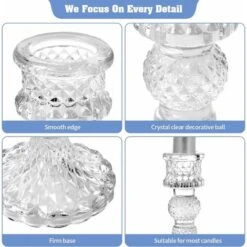Lot De 6 Bougeoirs En Verre, Bougeoirs Coniques De 10,2 Cm, Bougeoirs En Verre Transparent Pour Mariage, Festival, Fête Et Décoration De Festival. -ATMOSPHERA || VIDAXL || Safavieh Soldes 88373707 3