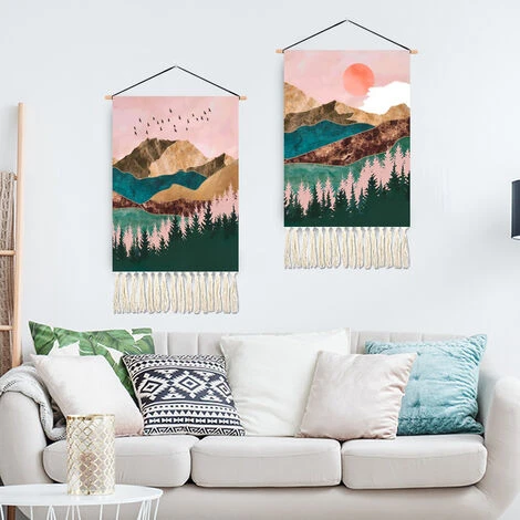 Bohème Macramé Tissé Tenture Murale Sunrise Tenture Murale Tapisserie Avec Gland Coloré Boho Décor Pour La Maison Chambre Fête Artisanat Cadeaux 6 Bohème Macramé Tissé Tenture Murale Sunrise Tenture Murale Tapisserie Avec Gland Coloré Boho Décor Pour La Maison Chambre Fête Artisanat Cadeaux – Image 4
