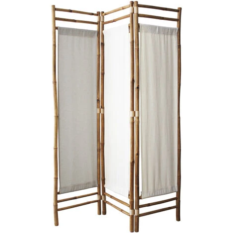 Paravent En Polycoton Et Bambou - Naturel - Panneaux En Coton - 160x120 Cm 3 Paravent En Polycoton Et Bambou - Naturel - Panneaux En Coton - 160x120 Cm