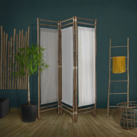 Paravent En Polycoton Et Bambou - Naturel - Panneaux En Coton - 160x120 Cm 7 Paravent En Polycoton Et Bambou - Naturel - Panneaux En Coton - 160x120 Cm – Image 5