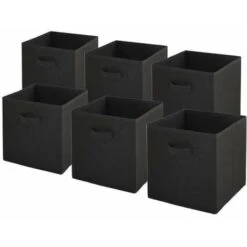 Lot De 6 Bacs De Rangement Intissés Pliables - Noir - 27x27x27cm