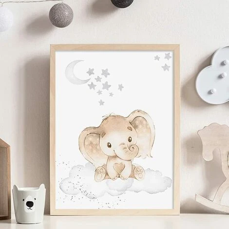 3 Posters Girafe Lion Elephant Nuage Lune Etoiles Affiches Decoration Chambre Bebe Enfants Fille Garcon Tableau Murales Cadeau Sans Cadre PTAN001-L 5 3 Posters Girafe Lion Elephant Nuage Lune Etoiles Affiches Decoration Chambre Bebe Enfants Fille Garcon Tableau Murales Cadeau Sans Cadre PTAN001-L – Image 3