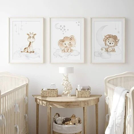 3 Posters Girafe Lion Elephant Nuage Lune Etoiles Affiches Decoration Chambre Bebe Enfants Fille Garcon Tableau Murales Cadeau Sans Cadre PTAN001-L 6 3 Posters Girafe Lion Elephant Nuage Lune Etoiles Affiches Decoration Chambre Bebe Enfants Fille Garcon Tableau Murales Cadeau Sans Cadre PTAN001-L – Image 4