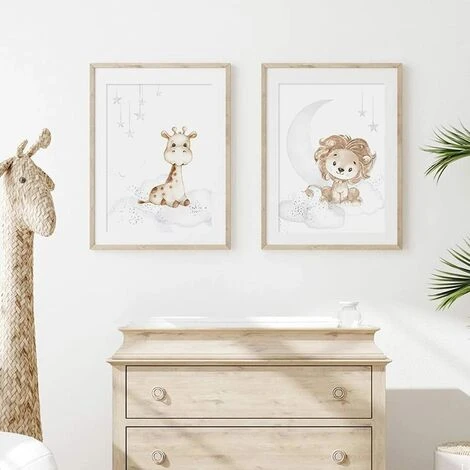 3 Posters Girafe Lion Elephant Nuage Lune Etoiles Affiches Decoration Chambre Bebe Enfants Fille Garcon Tableau Murales Cadeau Sans Cadre PTAN001-L 7 3 Posters Girafe Lion Elephant Nuage Lune Etoiles Affiches Decoration Chambre Bebe Enfants Fille Garcon Tableau Murales Cadeau Sans Cadre PTAN001-L – Image 5