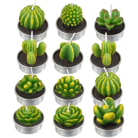 12 Bougies De Cactus, Bougies Succulentes De Plantes Artificielles, Bougies De Cire De Thé De La Saint-Valentin Pour Les Fêtes, Mariages, Spas, Cadeaux De Décoration Pour La MaisonUN 3 12 Bougies De Cactus, Bougies Succulentes De Plantes Artificielles, Bougies De Cire De Thé De La Saint-Valentin Pour Les Fêtes, Mariages, Spas, Cadeaux De Décoration Pour La MaisonUN